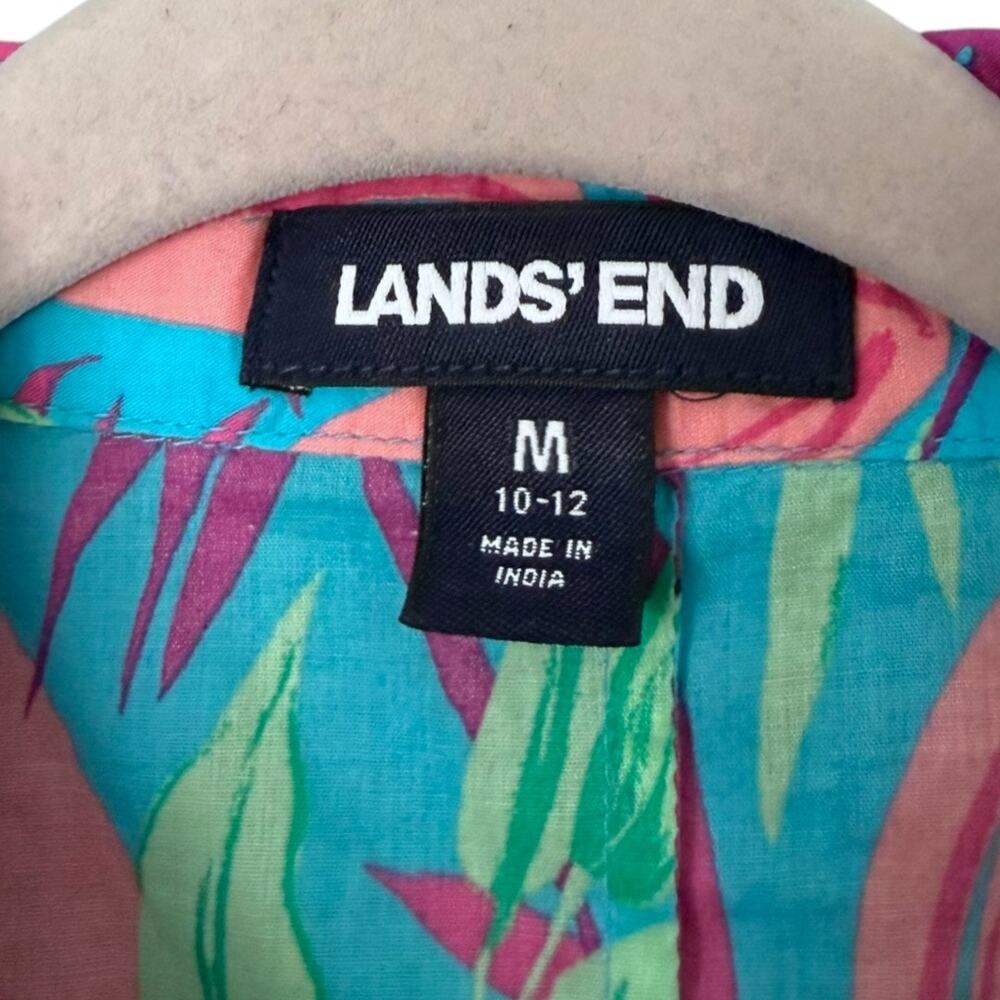 Lands’ End Tropical Print Beach Cover Up Women’s M Button Front Tunic Blouse - Picture 3 of 7